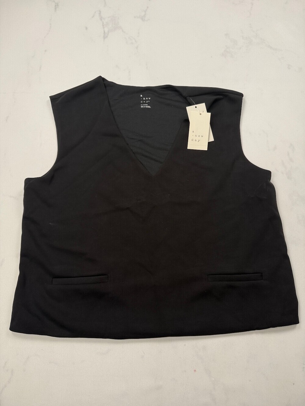 A New Day Vest Black Modern Classic Minimalist - Womens X-Large